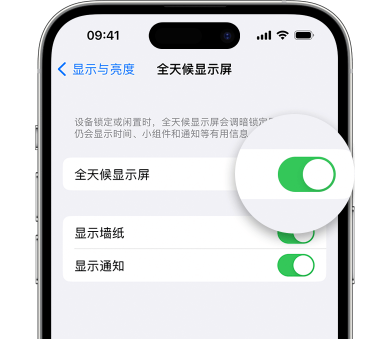 谢岗镇苹果15预约维修分享iPhone15如何设置全天候显示屏幕可见 